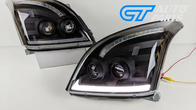 CT Autoparts LED DRL Twin Projector Headlights For Toyota Prado FJ120 (2003-2009) - Black Housing