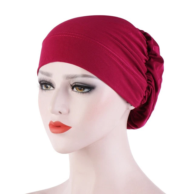 Beanie donna piccolo colore solido morbido annodato notte sonno cofano 73