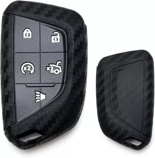 Twill-Weave Silicone Key Fob Cover For 2020-up Cadillac CT5 CT6 XTS XT4 XT5 ATS