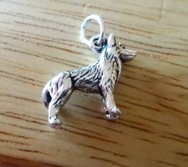 Sterling Silver 14x17mm 3D German Shepherd Husky Malamute Dog Charm 2