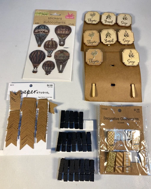 Lote de 5 mini pinzas de ropa para decoración artesanal, pegatinas de globo, pancartas y estacas de hierbas