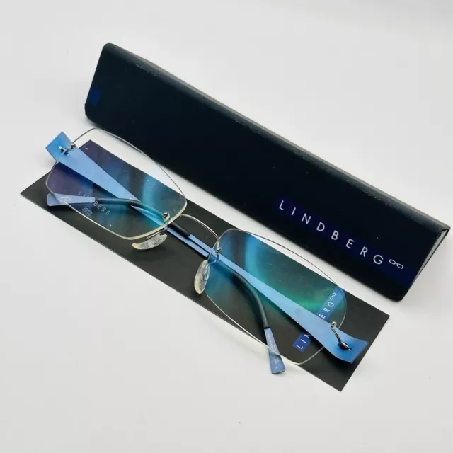 Lindberg Lunettes Femme Carré Bleu Spirit Titanium Mod. 2012 Col. 20 Neuf