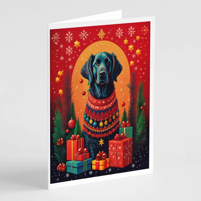 Flat Coated Retriever Holiday Christmas Cards Envelopes Pack of 8 DAC3088GCA7P