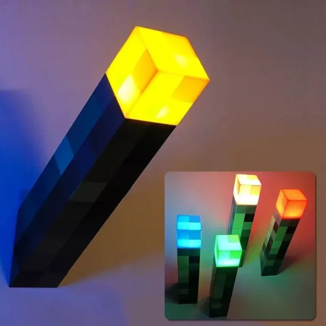 Lampe Torche Led 4 Couleur Minecraft Veilleuse USB Deco