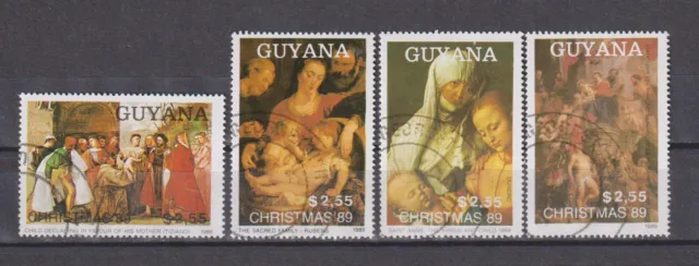 Weihnacht 1989 -Gemälde von Tizian, Rubens u.a. Guyana: Mi.Nr.: 3072-3075 gest.