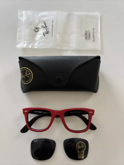 Ray-Ban sunglasses Red  Wayfarer RB2140 955 50-22 Frames with Blue Lenses *READ