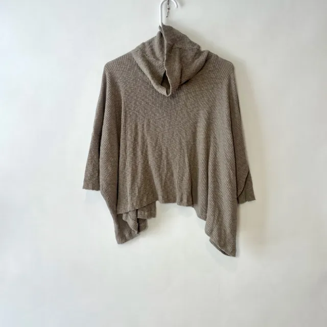 Free People Beach World Traveler Pullover Sweater XS Taupe Cowl Neck Open Back