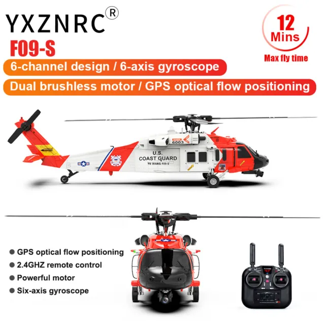YXZNRC F09-S 2.4G 6CH GPS Auto-Return Aircraft Optical Flow Gyro RC Hubschrauber