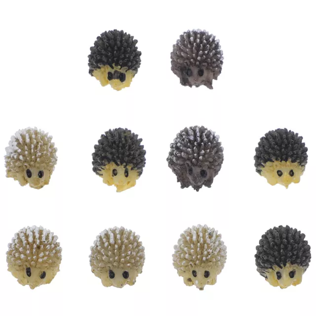 10 Pcs Mini Resin Hedgehog Miniature Animal Figurines Garden Statues Decorate