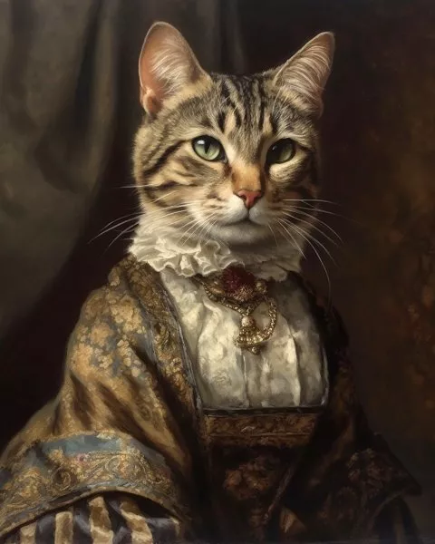 Regal Cat Victorian Lady Aristocrat Dark Academia Fine Art Giclee Print B27