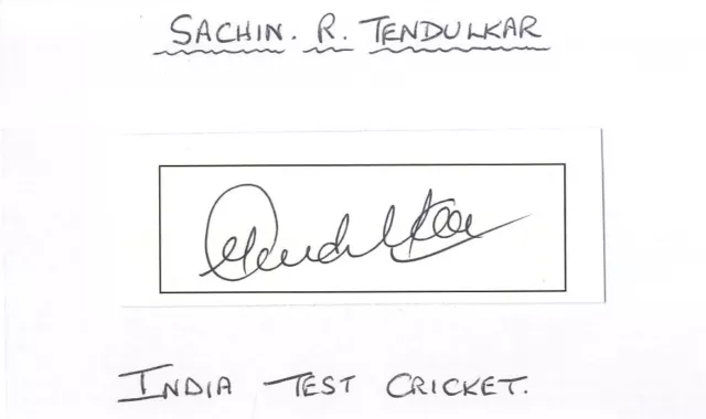 Sachin Tendulkar - India Test Cricket Legend - Hand Signed Piece Onto Card.