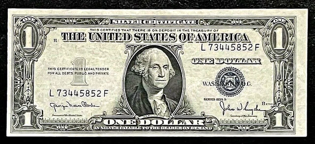 1935-D $1.00 Us Silver Certificate, Blue Seal, Crisp-Uncirculated