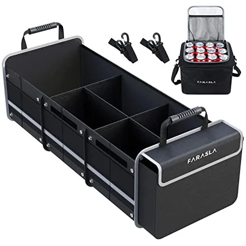 Waterproof Trunk Organizer with Insulated Leakproof Cooler Bag, Foldable