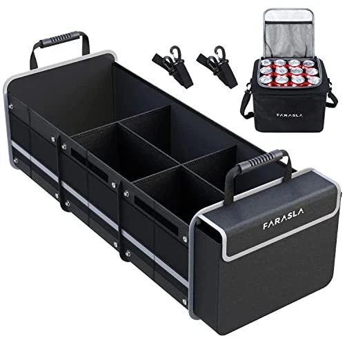 Waterproof Trunk Organizer with Insulated Leakproof Cooler Bag, Foldable