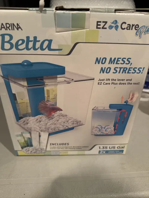 Marina Betta Tank Kit 1.35 Gal Aquarium Kit EZ Care Plus Self-Cleaning System
