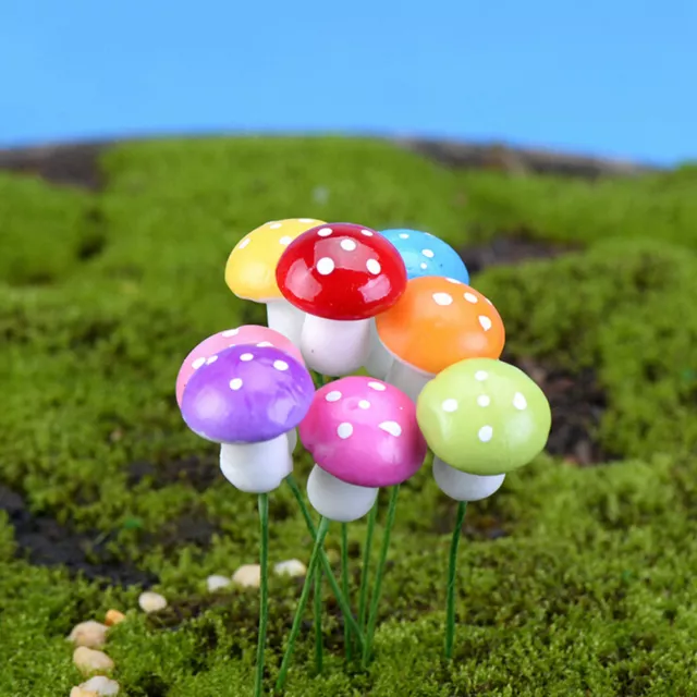 10Mini Colorful Mushroom Garden Ornament Miniature Plant Pot Fairy Dollhouse  LI