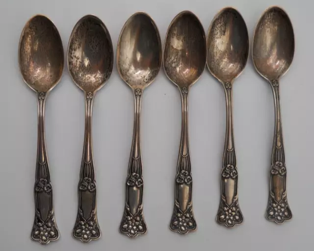 Antique Vtg Gorham Sterling Silver Spoons Set Of 6 Art Nouveau Holiday Flatware