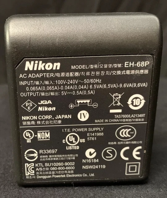 GENUINE NIKON EH68P AC Adapter Charger for Nikon COOLPIX Camera USB
