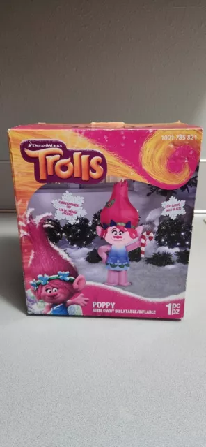 Gemmy Trolls Poppy LED 3.5' Airblown Inflatable Dreamworks Candy cane Christmas