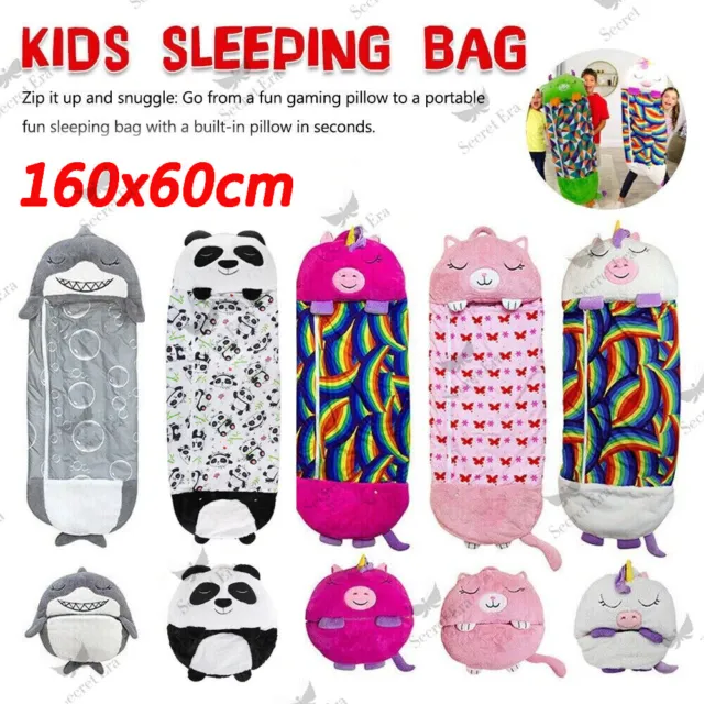160cm Kids Sleeping Bag Lazy Warm Thermal Boys Girls Sleep Sack Home Blankets UK