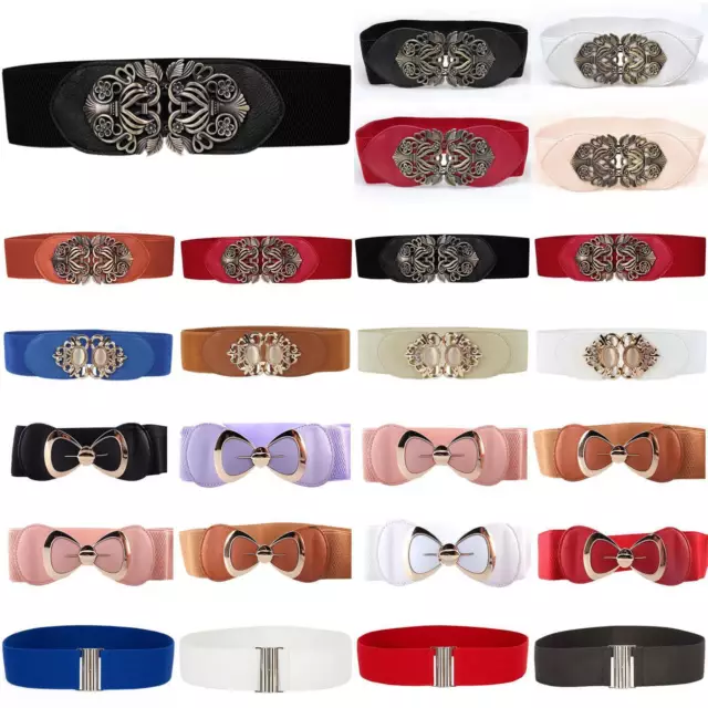 Lady Thick Buckle Wide Waist Belts Vintage Cinch Elastic Belt Corset Waistband