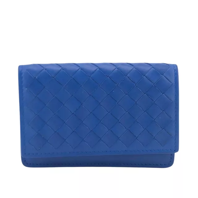 Bottega Veneta Intrecciato Blue Leather Wallet Authentic