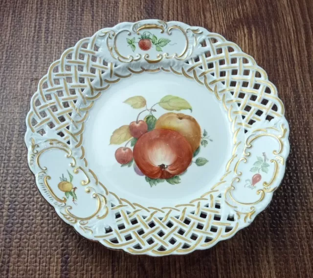 Original Bohemia Fruits Plate Vintage Hand Painted By Brigitte