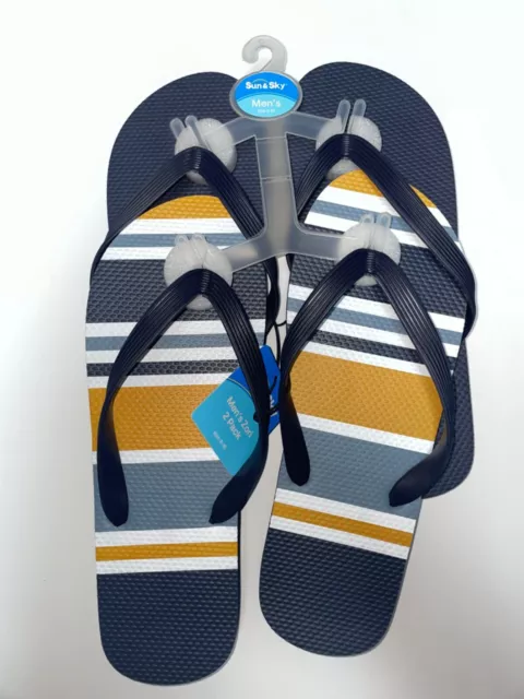 SUN & SKY 2 Pairs Women's Sparkly Flip-Flop Sandals, Black & Tan, Size 7/8  $11.99 - PicClick