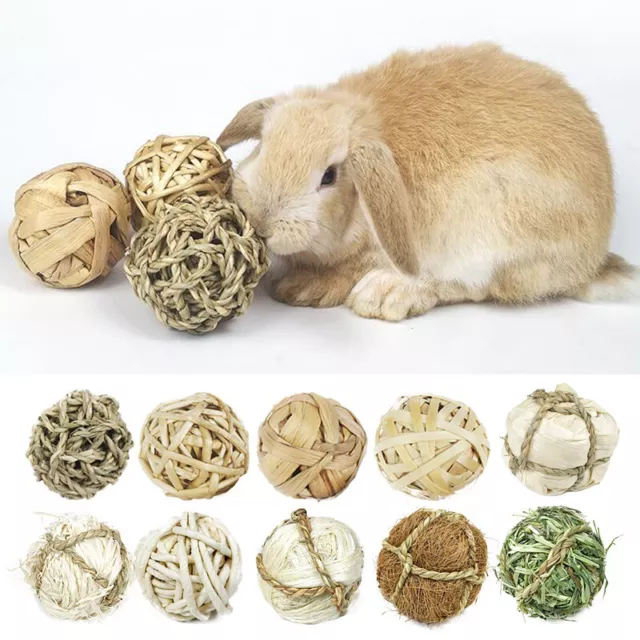 Pet Chew Toys Hamster Rabbit Guinea Pig Natural Grass Straw Woven Ball Toy AU