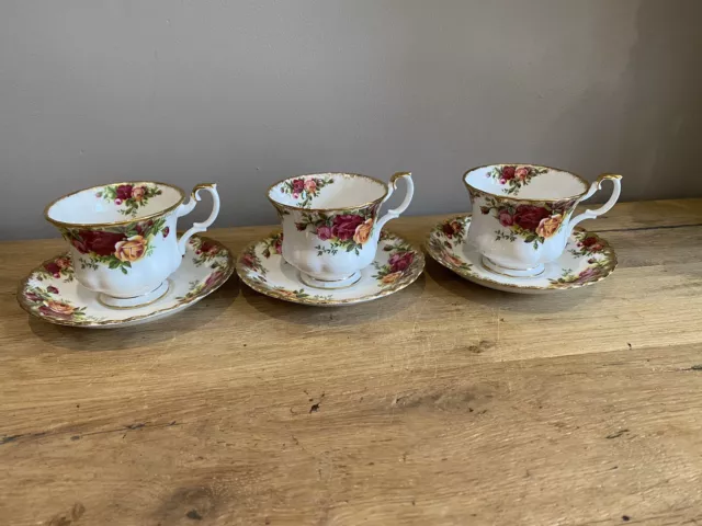 3 X Royal Albert Old Country Roses Oversize Breakfast Tea Cup & Saucer