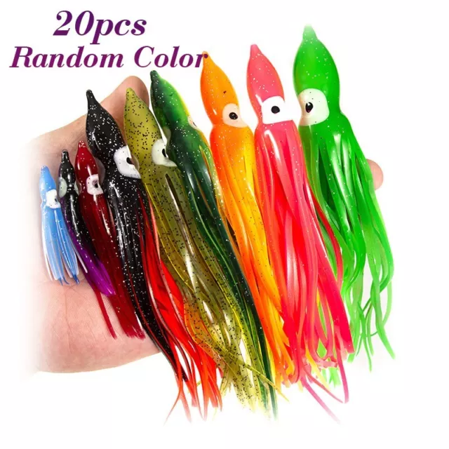 Eye catching 20pcs Soft PVC Octopus Squid Fishing Lures Saltwater Bait