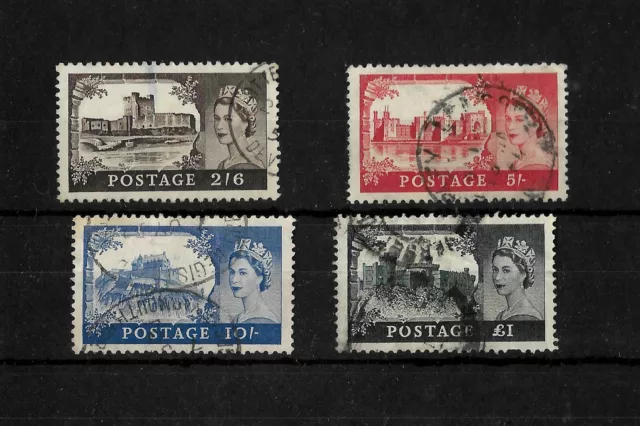 GB QEII 1955 Castles, St Ed`s Crown wmk complete set used (GB247)