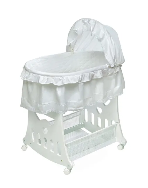 Portable Rocking Baby Bassinet with Toybox Base, Short Skirt, and Pad 922