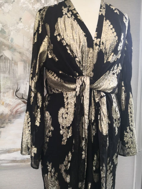 Nuovo con etichette ~ RIVER ISLAND ~ Maxi abito oro nero taglia 18 era £70