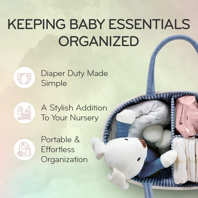 Baby Diaper Caddy Organizer Blue Regular Size Cotton for wipes burp cloths 2