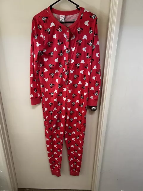 Disney Long Red Minnie Mouse Adults Jumpsuit -Cute-Sleepwear-Comfy-Size 8