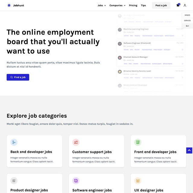 Job Hunt Directory Website Design with Free 5GB VPS Web Hosting