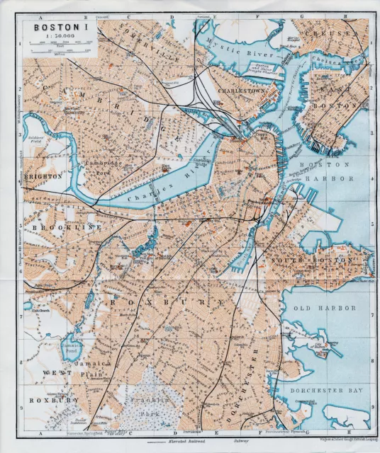 US MA Boston 1909 orig. Stadtpläne + Text (18 S.) Brookline Roxbury Dorchester