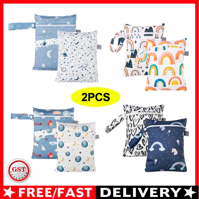 2pcs/Set 18 x 25cm Small Waterproof Wet Bag Stroller Hanging Organizer Bag