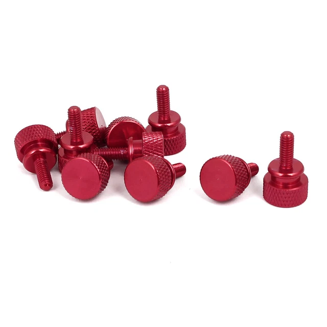 COMPUTER PC CASE Shoulder Type Knurled Thumb Screw Wine Red M4x10mm ...