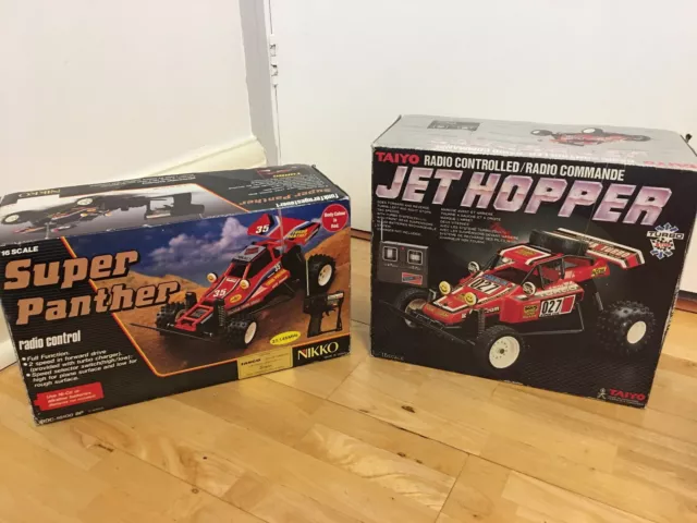 Taiyo Jet Hopper & Nikko Super Panther Radio Controlled Cars. Vintage 80's. Rare