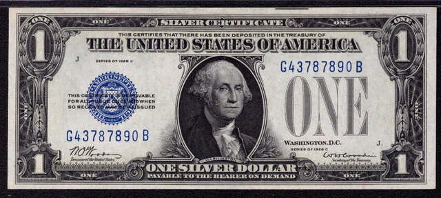 1928 C $1 Silver Certificate Note Fr.1603 Gb Block Pmg Gem Unc 65 Ppq (890B) 3