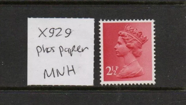 Machin - MNH/UM - 2 1/2p rose-red - SG X929 (phosphor paper)