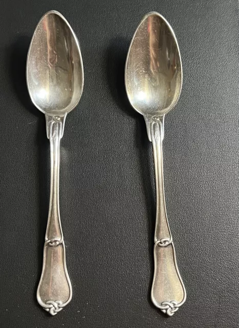 2x French Solid Sterling Silver Coffee spoon 19th Century silversmith L P Cottat