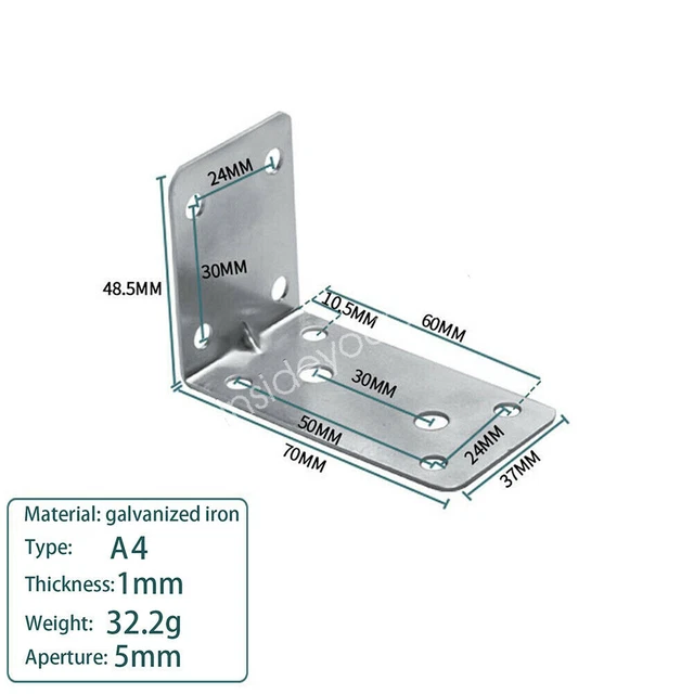 Metal Corner Brackets Heavy L shape Galvanized Angle Braces Furniture Fixing