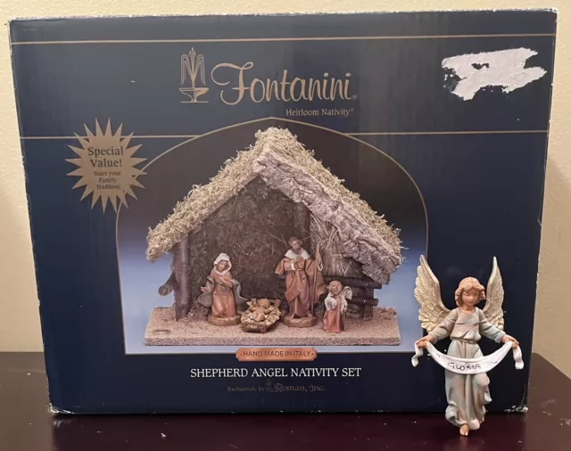 Fontanini Shepherd Angel Heirloom Nativity Set—Gloria Angel Included