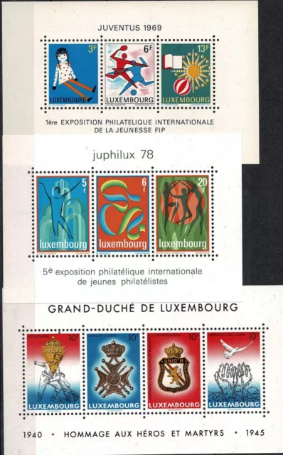 Luxemburg Luxembourg 1969-1985 3 Blocks Juventus,Juphilux,40J.Ende 2.Weltk MNH**