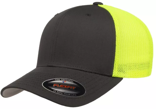 Flexfit Trucker Hat 6511 Fitted Mesh Baseball Cap Plain Blank Flex Fit OSFM