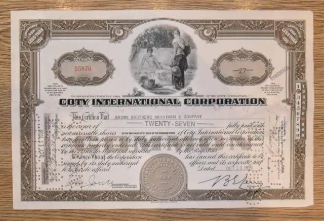 Coty Inc Share Stock Certificate 1939, Delaware USA