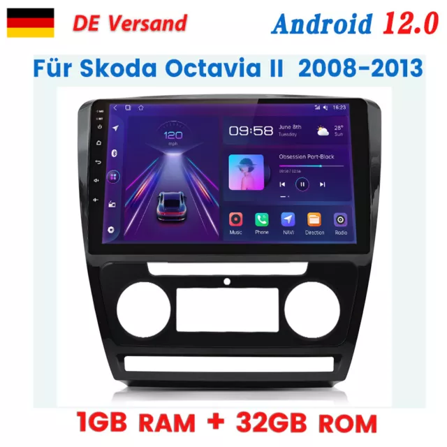 Für Skoda Octavia II 2008-2013 Android12 Autoradio GPS NAVI SAT WIFI BT 32G DAB+